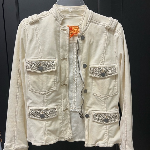 Twill Twenty Two Anthropology off white military style blazer/jacket Medium - Picture 1 of 9